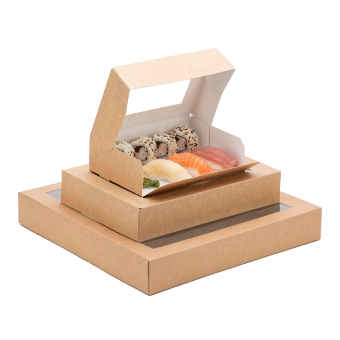 Kraft cardboard sushi box with window 320x320x50 mm 50 pcs OP-36