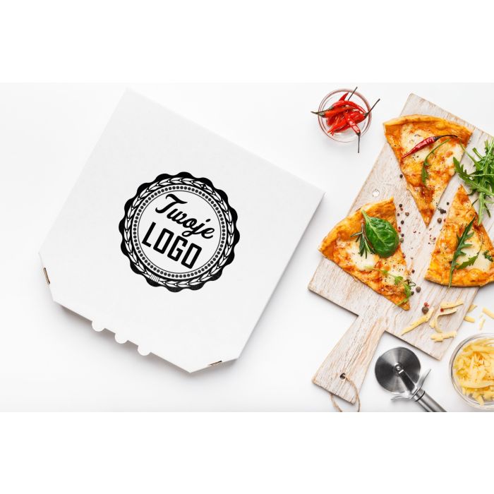 Pizza box 37x37xh.4cm white-grey Wave E straight horns TnP, 100 pieces