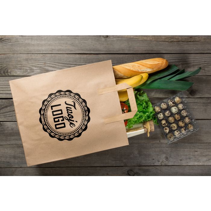 Block bag 260x140x300 unbleached, flat handle 15L Brown 50 pieces