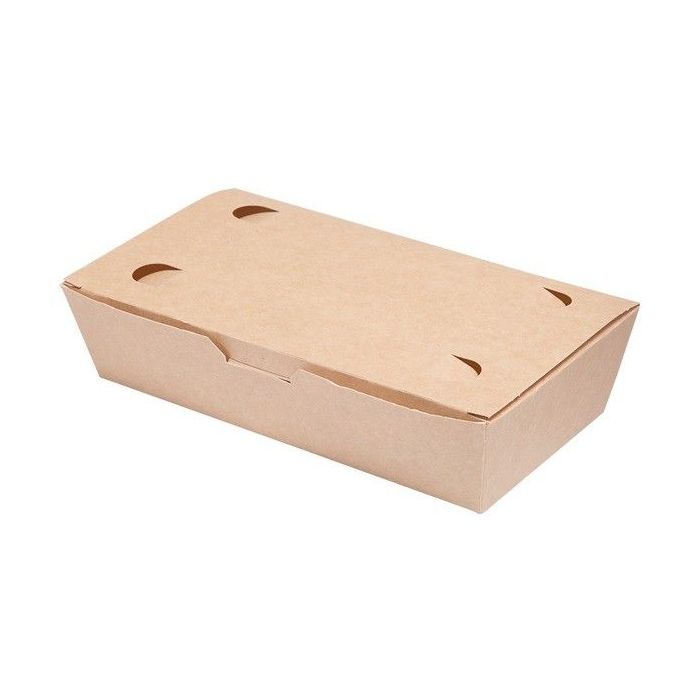 LUNCH BOX 20x10x5cm white and brown glued TnG cardboard, 100 pieces