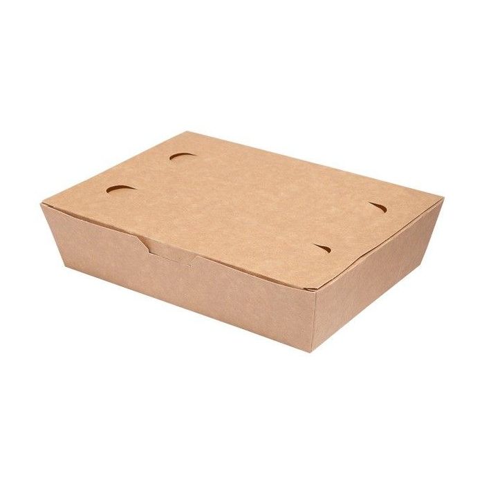 LUNCH BOX 20x14x5cm white and brown glued TnG cardboard, 100 pieces