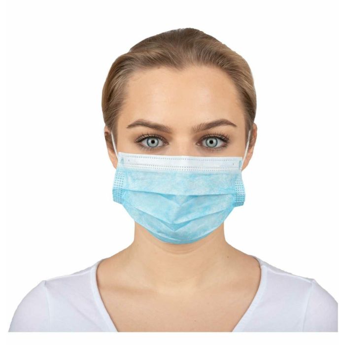 Protective mouth mask 3W 100pcs fleece, blue color