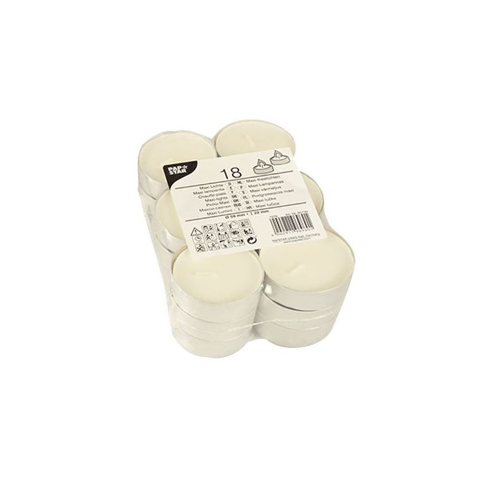 MAXI tea-lights, dia. 59mm h22mm, white colour, pack of 18pcs