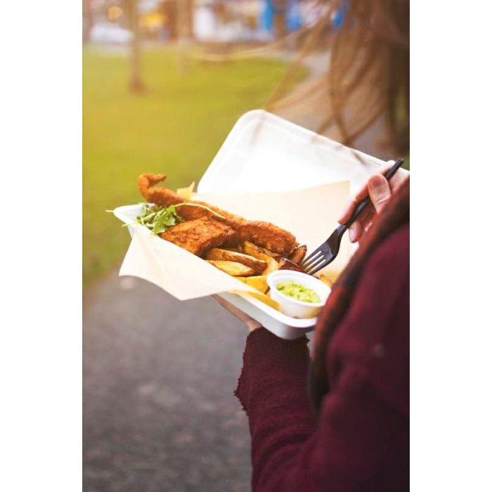 MENUBOX z trzciny cukrowej fish&chips VEGWARE 310x145x60mm op. 125 sztuk