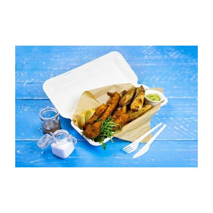 MENUBOX z trzciny cukrowej fish&chips VEGWARE 310x145x60mm op. 125 sztuk