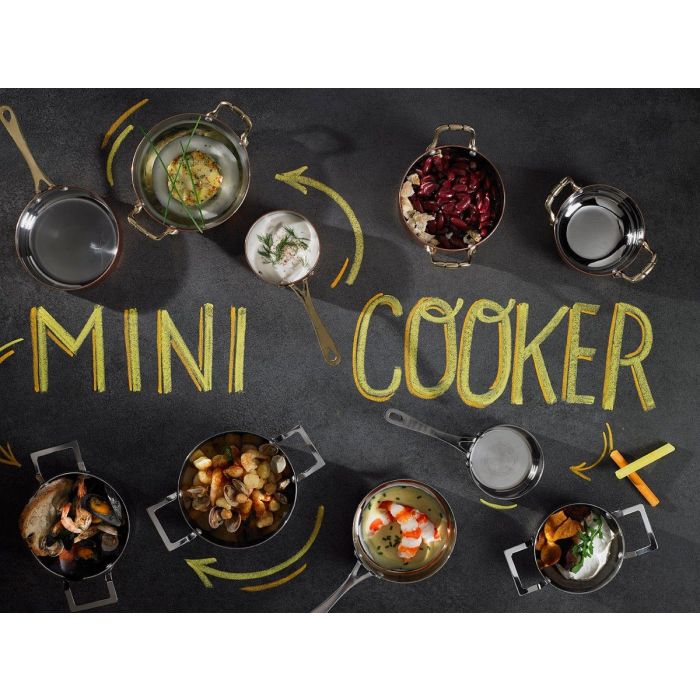 Mini saucepan copper-plated dia. 13 cm h. 4.25 cm stainless steel