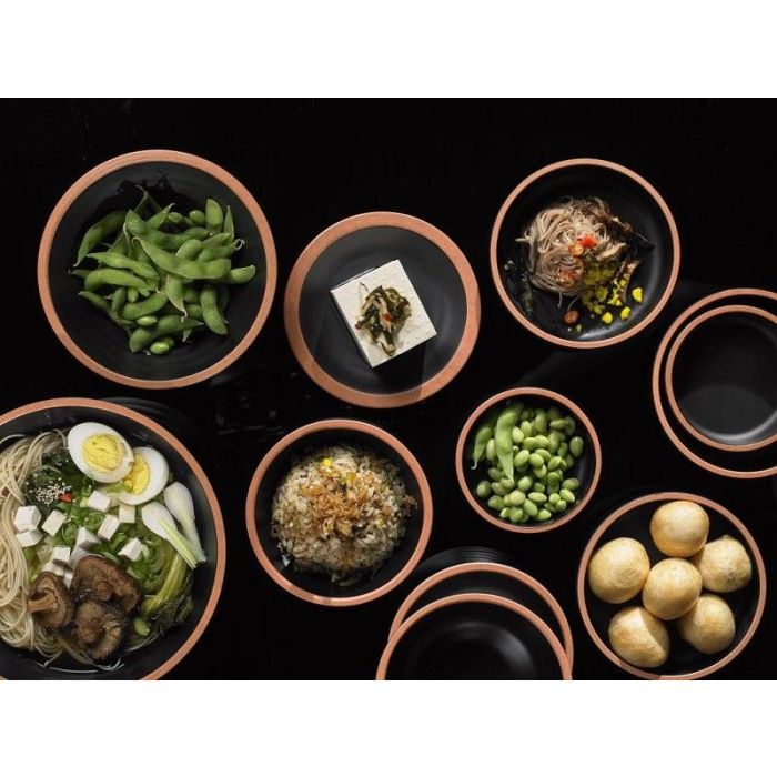 Round bowl fi14.7xh5.5cm black/terracotta melamine