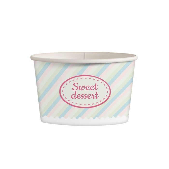 Paper bowl for ice cream, ø 92xh55mm, pastel 245ml, mix designs, 25 pieces