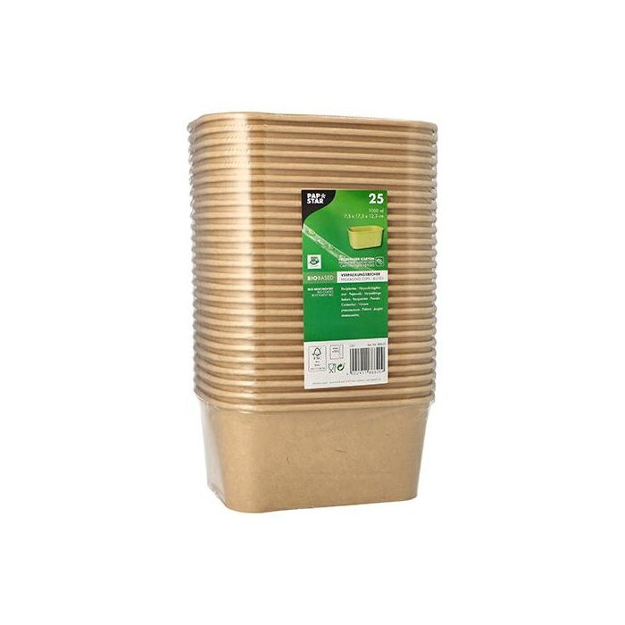 Miska prostokątna KRAFT 1000ml h.75mm, biodegradowalna op. 25 sztuk