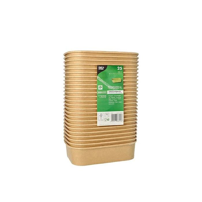KRAFT rectangular bowl 500ml h4.1cm 17.3x12.3cm 100% biodegradable op. of 25 pieces