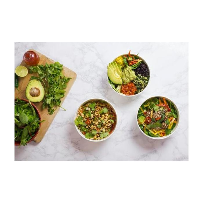 Salad bowl 1000ml white diameter 185xh.63mm VEGWARE completely compostable, 50 pieces
