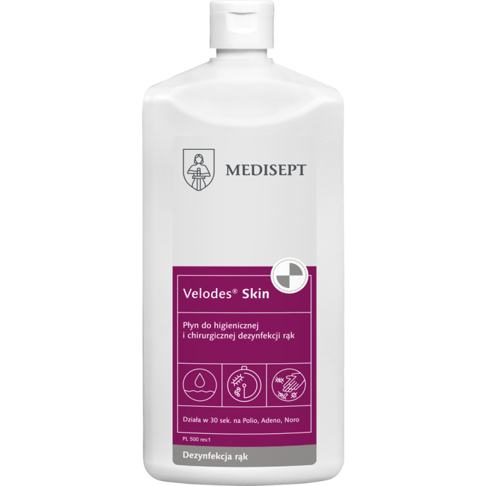 Medisept Velodes Skin 500ml - płyn do dezynfekcji skóry oraz higienicznej i chirurgicznej dezynfekcji rąk
