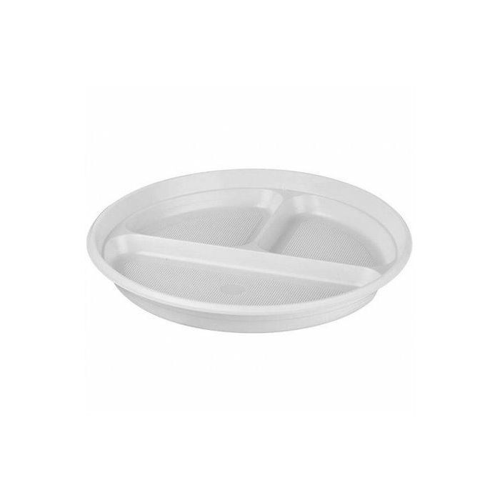 Talerz PP 220mm premium 3 -dzielny op.100szt. (k/10) wielorazowy