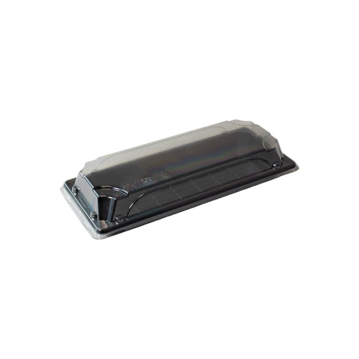 SUSHI take-away container 22x9cm black bottom + crystal ANTIFOG lid set of 50 pieces