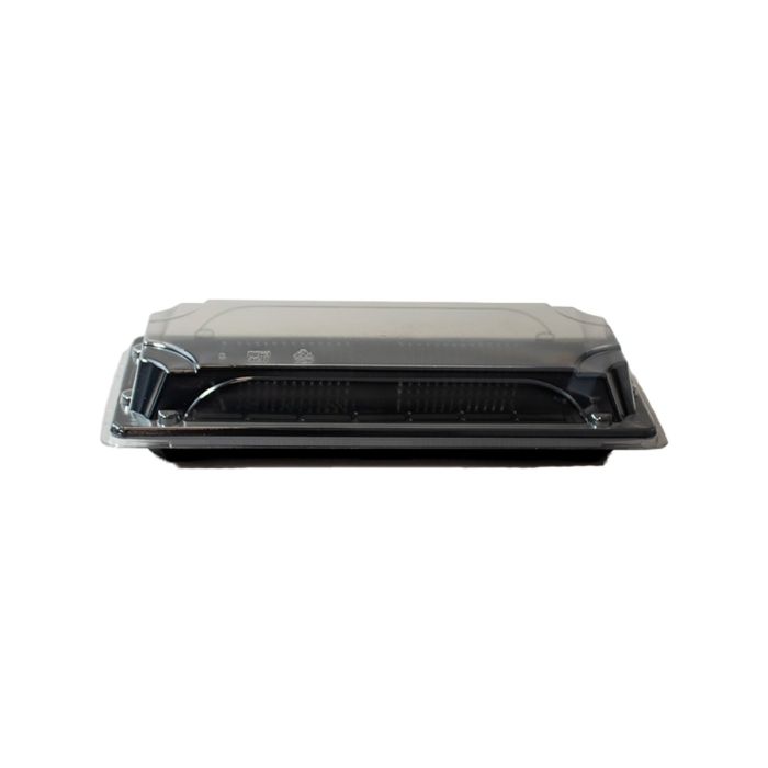 SUSHI take-away container 22x9cm black bottom + crystal ANTIFOG lid set of 50 pieces