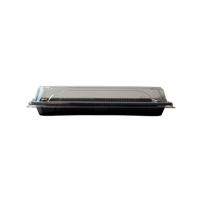 SUSHI take-away container 22x9cm black bottom + crystal ANTIFOG lid set of 50 pieces