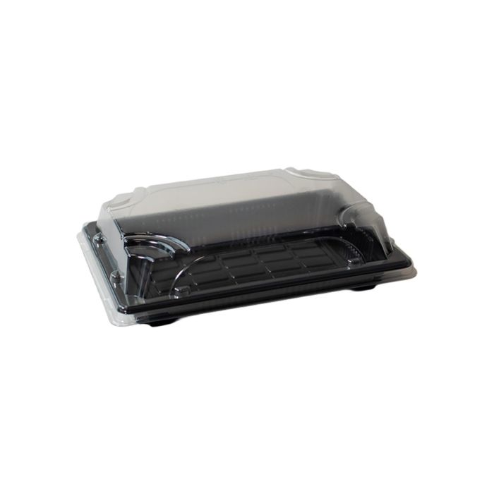 Pojemnik sushi czarny z pokrywką PET 175x125x30 mm 50 kpl OP-03
