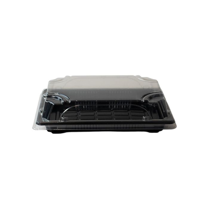 Pojemnik sushi czarny z pokrywką PET 175x125x30 mm 50 kpl OP-03