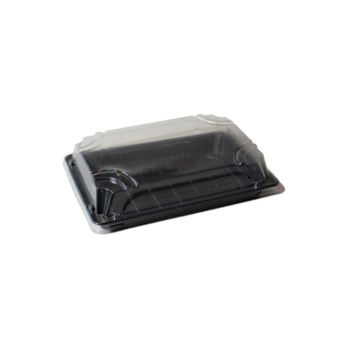 Sushi container black with PET lid 185x130x30 mm 50 sets OP-05