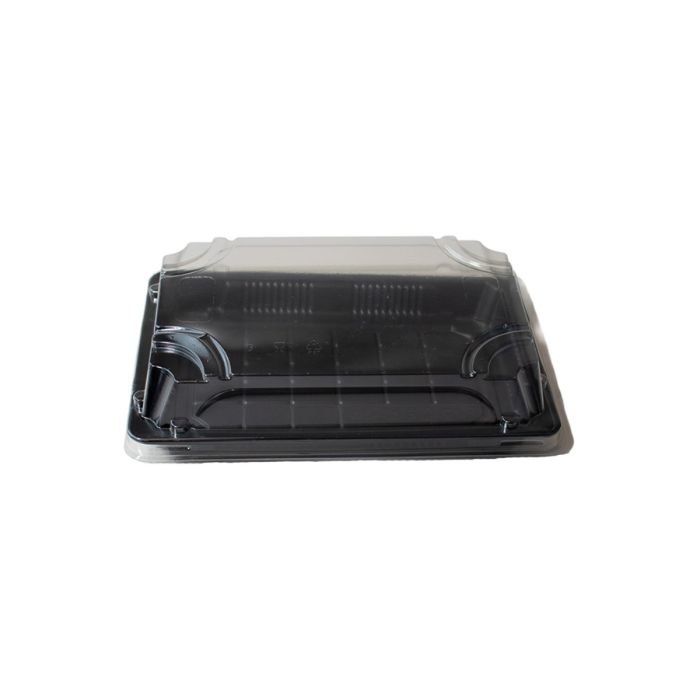 Sushi container black with PET lid 185x130x30 mm 50 sets OP-05