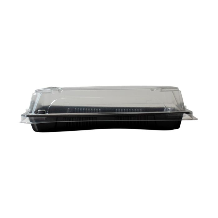 Sushi container black with PET lid 185x130x30 mm 50 sets OP-05