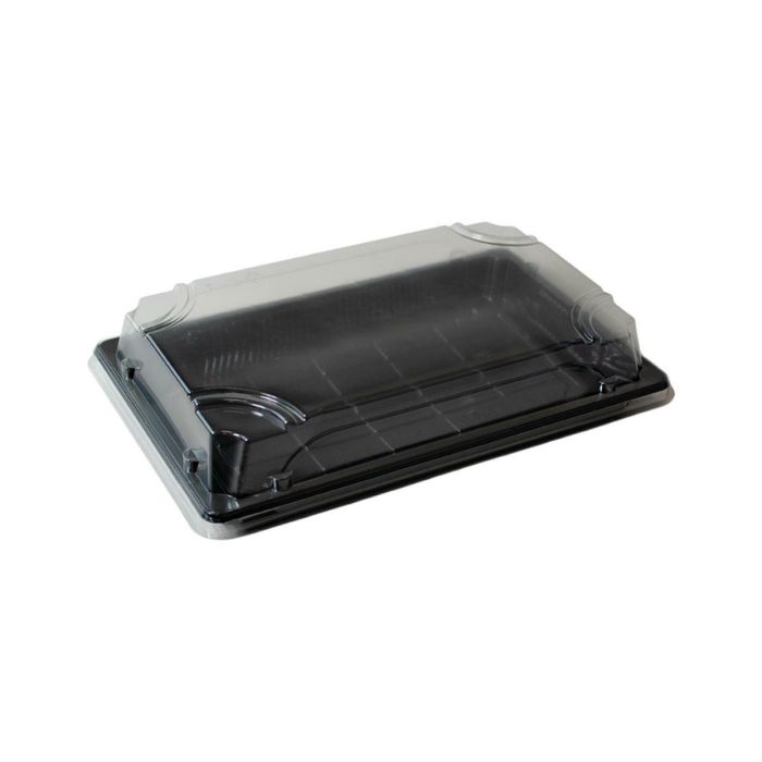 Sushi container black with PET lid 225x145x30 mm 50 sets OP-07