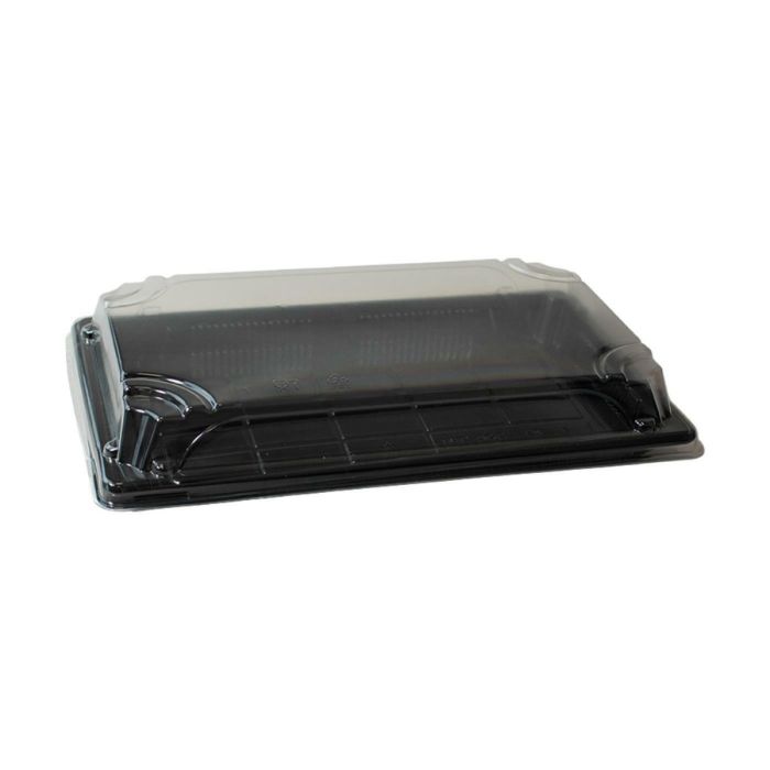 Sushi container black with PET lid 247x155x30 mm 50 sets OP-09