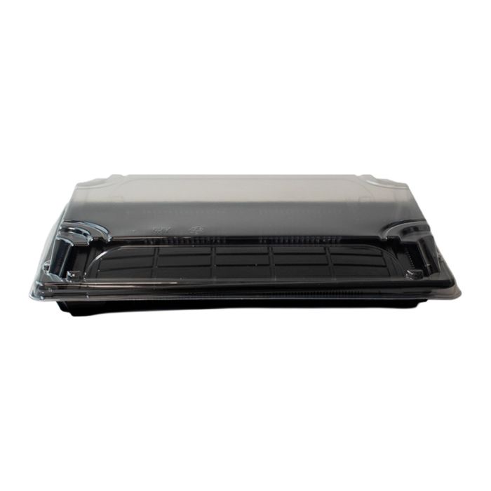 Sushi container black with PET lid 247x155x30 mm 50 sets OP-09