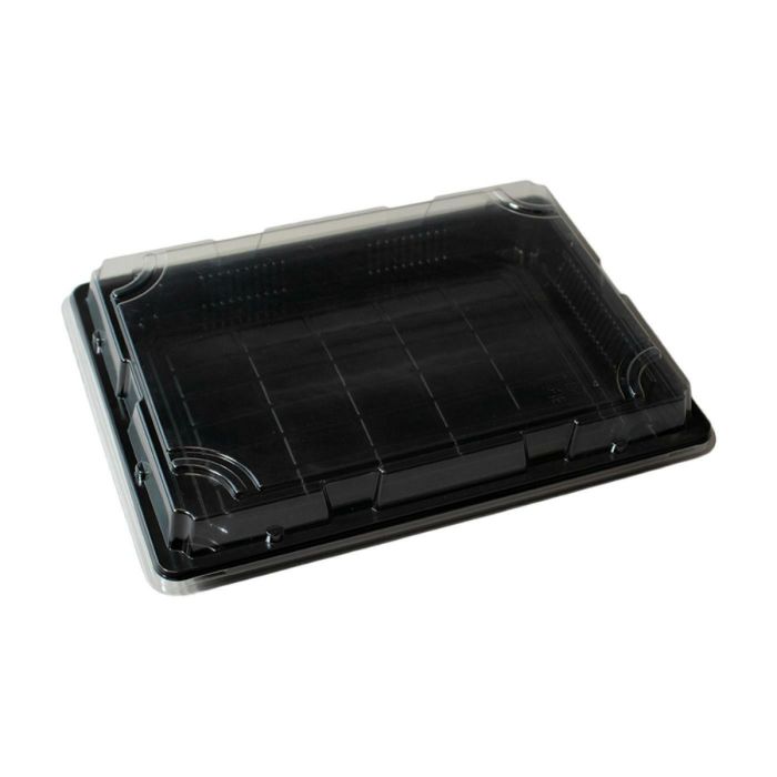 Pojemnik sushi czarny z pokrywką PET 270x195x30 mm 25 kpl OP-011