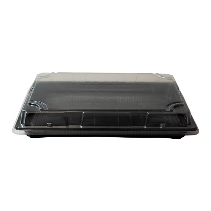 Pojemnik SUSHI na wynos 26x18,7cm czarny spód + krystaliczna pokrywka ANTIFOG kpl 50 sztuk