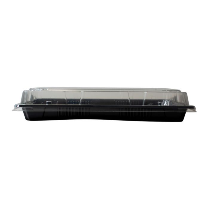 Pojemnik SUSHI na wynos 26x18,7cm czarny spód + krystaliczna pokrywka ANTIFOG kpl 50 sztuk