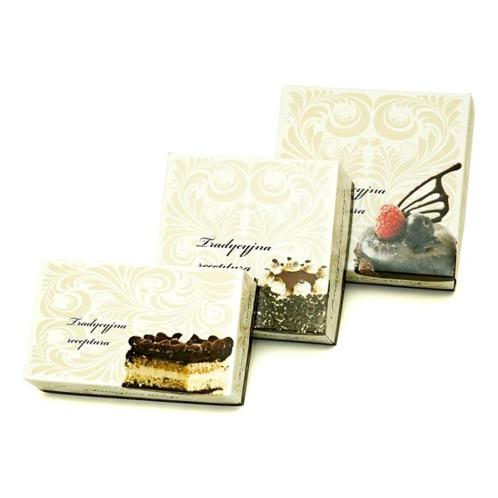 Confectionery box 31x22x8 white/brown with window, price per 50pcs