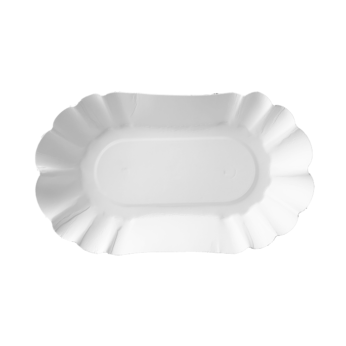 Oval paper trays 10,5x17,5x3 cm, price per pack 250 pieces