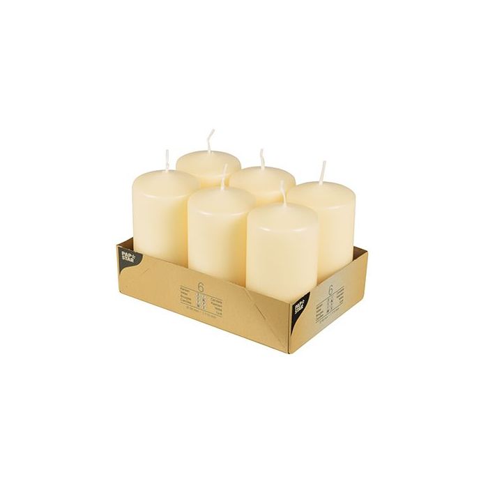 Pillar candles 11.5 cm cream, diameter 6 cm, 6 pieces