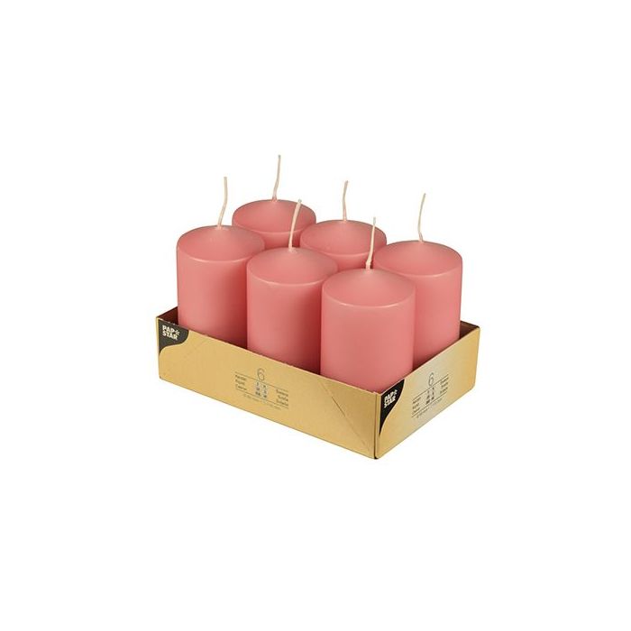 Pillar candles 11.5 cm dark pink, diameter 6 cm, 6 pieces