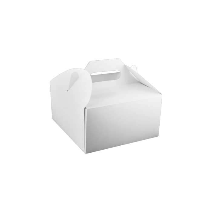 Cake box with handle white 18x18x10cm, price per package 25pcs