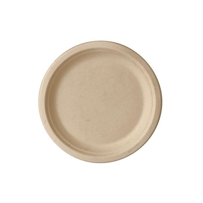 Round sugar cane plate diameter 23x2cm natural PURE, 50 pcs.