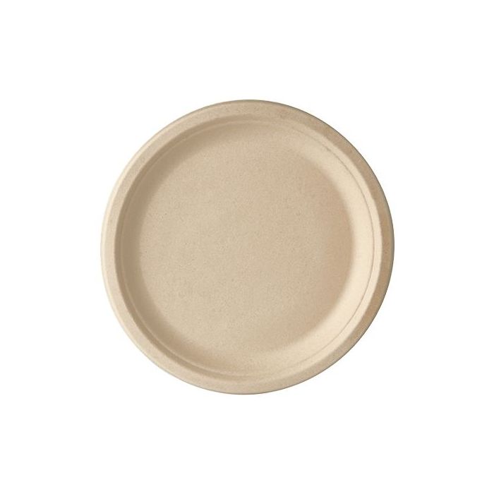 Talerz z trzciny cukrowej okrągły śr.26xh.2cm naturalny PURE op. 50 sztuk