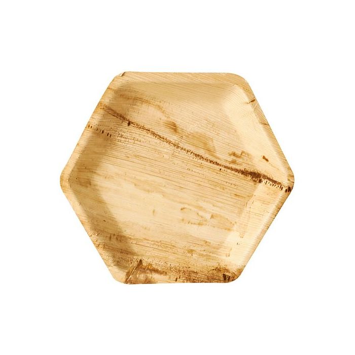 Talerz PURE z liści palmowych sześciokątny 23,5x23,5xh.3cm op. 25 sztuk