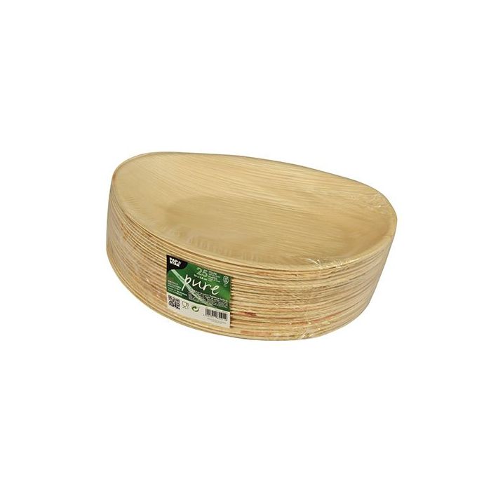 PURE Palm leaf oval plate 25x17xh.2.5, 25 pcs.
