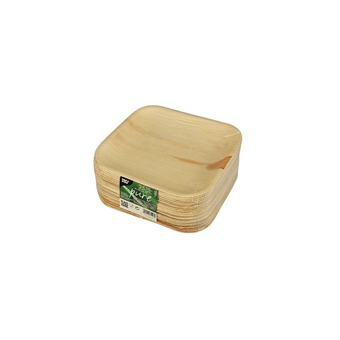 PURE plate made of palm leaves square 180x180xh.15mm, 25 pieces