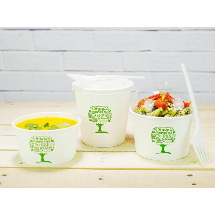 Paper container Green Tree 300ml VEGWARE diameter 90mm biodegradable, 50 pieces
