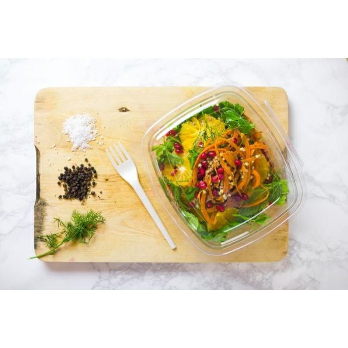 Salad container PLA 1500ml with lid VEGWARE 160x200xh.75mm, fully biodegradable, 50 pieces