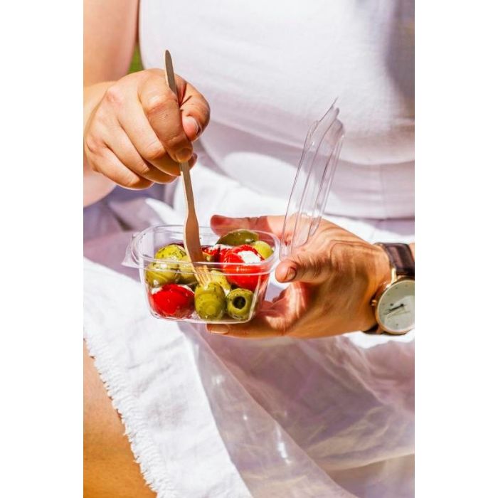 Pojemnik PLA sałatkowy 250ml z pokrywką VEGWARE 105x122x50mm, biodegradowalny op. 50 sztuk
