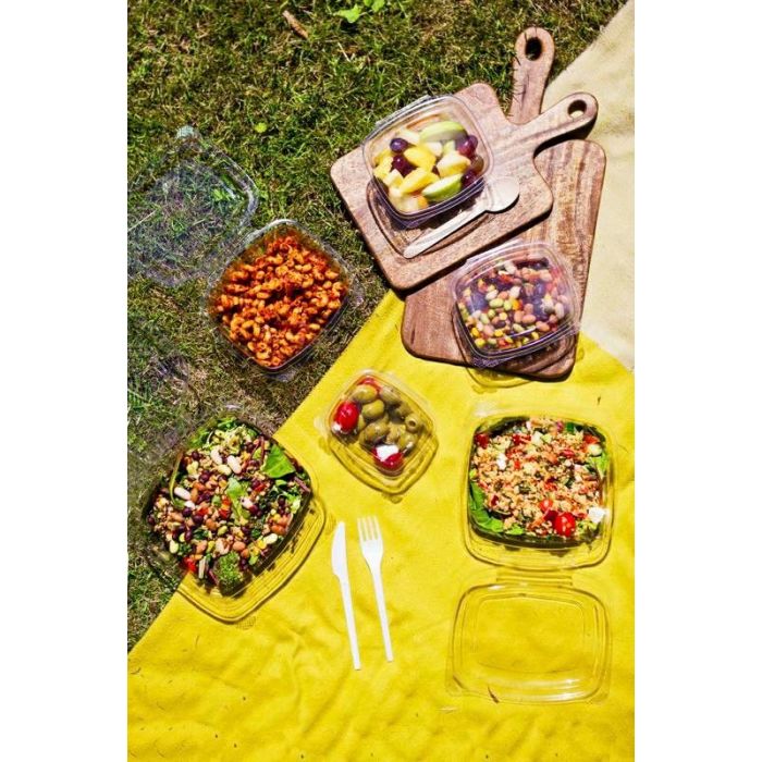Pojemnik PLA sałatkowy 250ml z pokrywką VEGWARE 105x122x50mm, biodegradowalny op. 50 sztuk