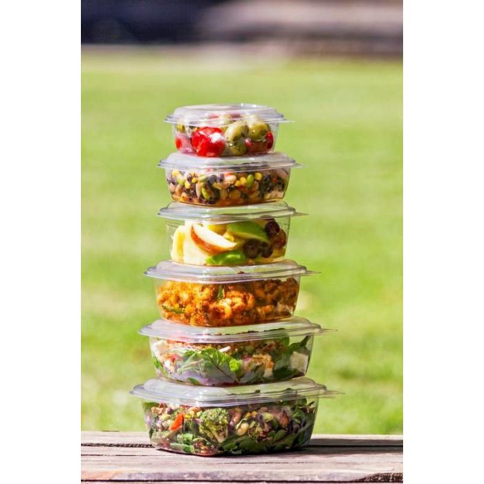 Pojemnik PLA sałatkowy 480ml z pokrywką VEGWARE 123x135xh.65mm, biodegradowalny op. 50 sztuk