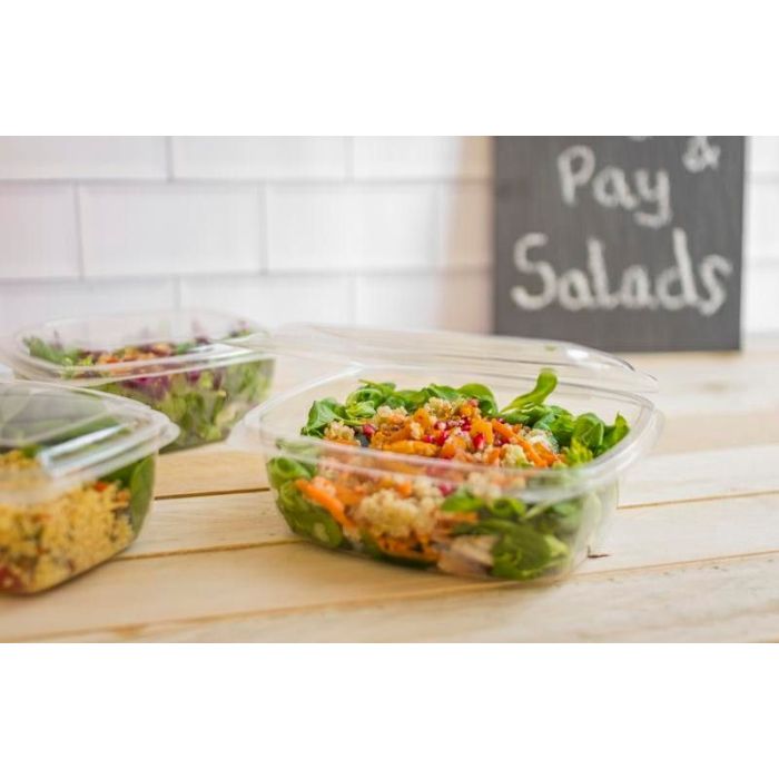 Pojemnik PLA sałatkowy 480ml z pokrywką VEGWARE 123x135xh.65mm, biodegradowalny op. 50 sztuk