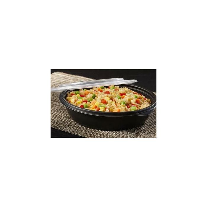 FastPac round container 1000ml black 23x4cm, 25 pieces