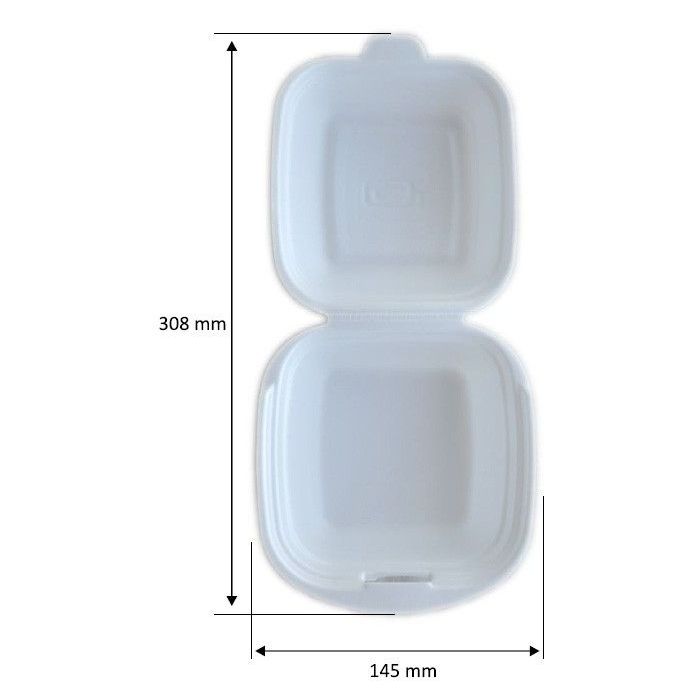 Styrofoam container HAMBURGER LARGE Q 155x140x80mm HB6, 125 pieces