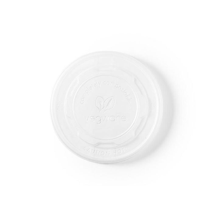 Pokrywka C-PLA płaska 115mm biała VEGWARE biodegradowalna op. 50 sztuk